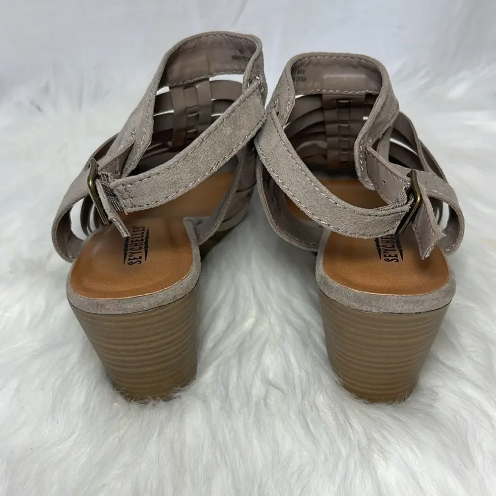 Seychelles Nutmeg Faux Suede Strappy Wedge Sandals Sz‎ 8